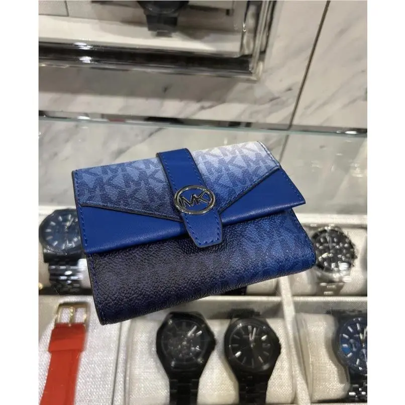 Greenwich Women Medium Ombré MK Logo Tri-fold Wallet Variation GALAXY BLUE by Michael Kors