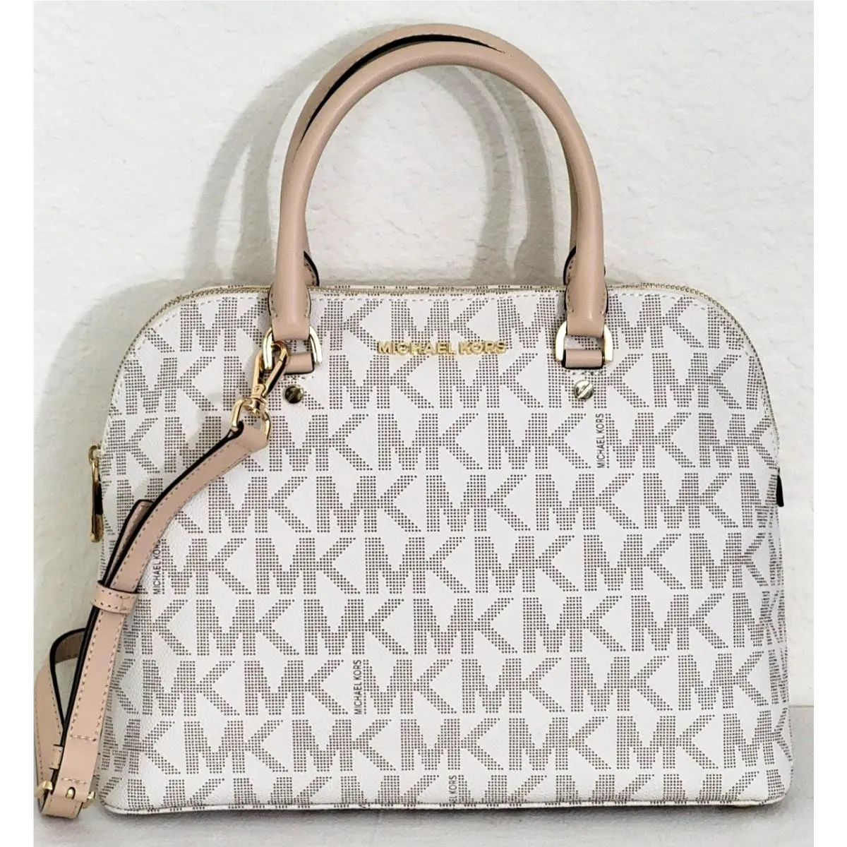 Cindy Vanilla Large Dome Satchel Bag +/or Matching Wallet Satchel by Michael Kors