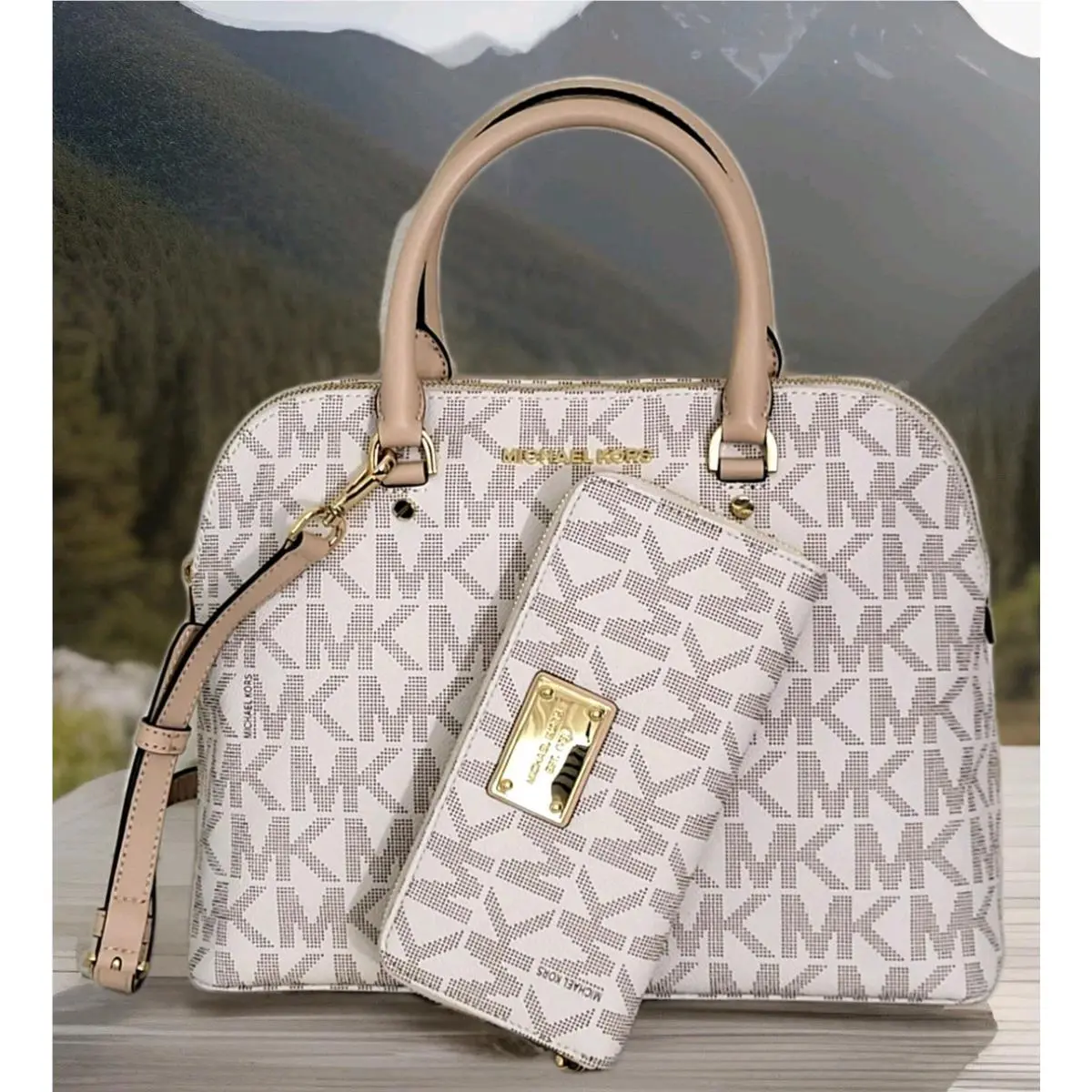 Cindy Vanilla Large Dome Satchel Bag +/or Matching Wallet Bag and wallet by Michael Kors