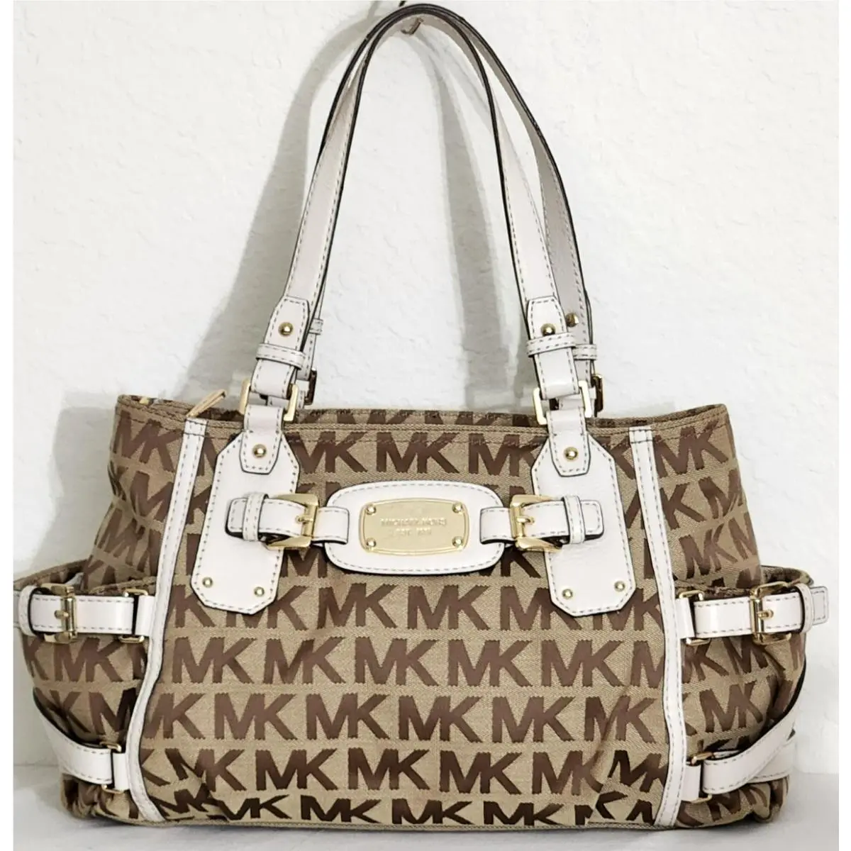 Gansevoort LG Monogram Vanilla Beige Satchel Bag /or Wallet Satchel by Michael Kors