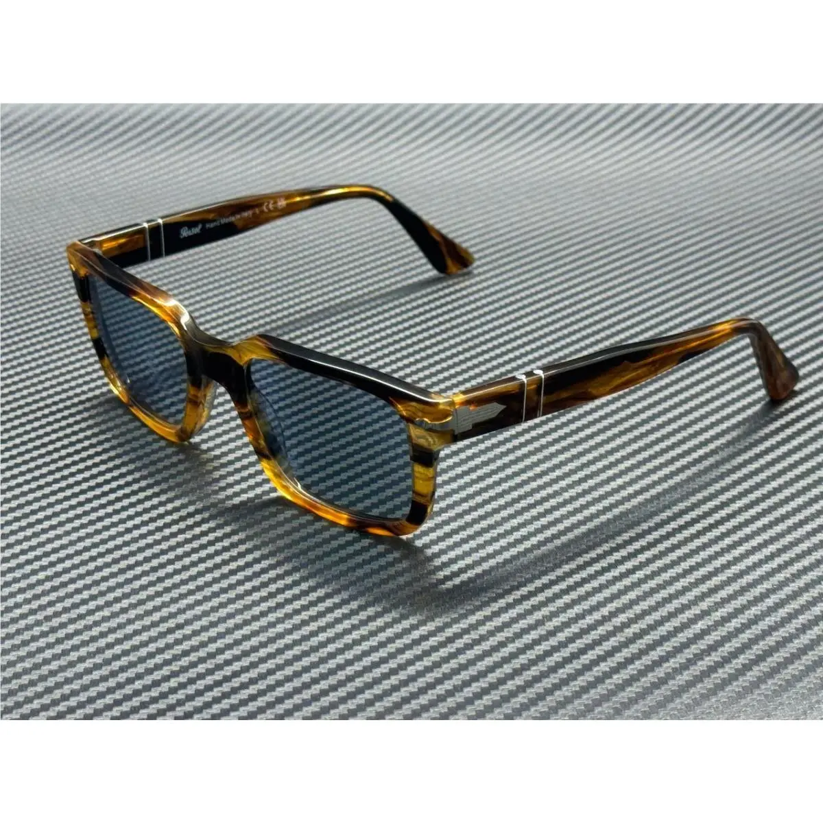 PO3272S 123556 Striped Brown Blue Men`s 53 mm Sunglasses by Persol