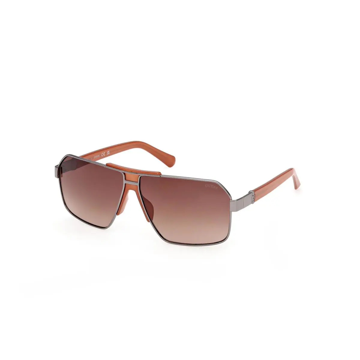 Guess GU00305 Shiny Gunmetal Shiny Dark Brown 08F Sunglasses