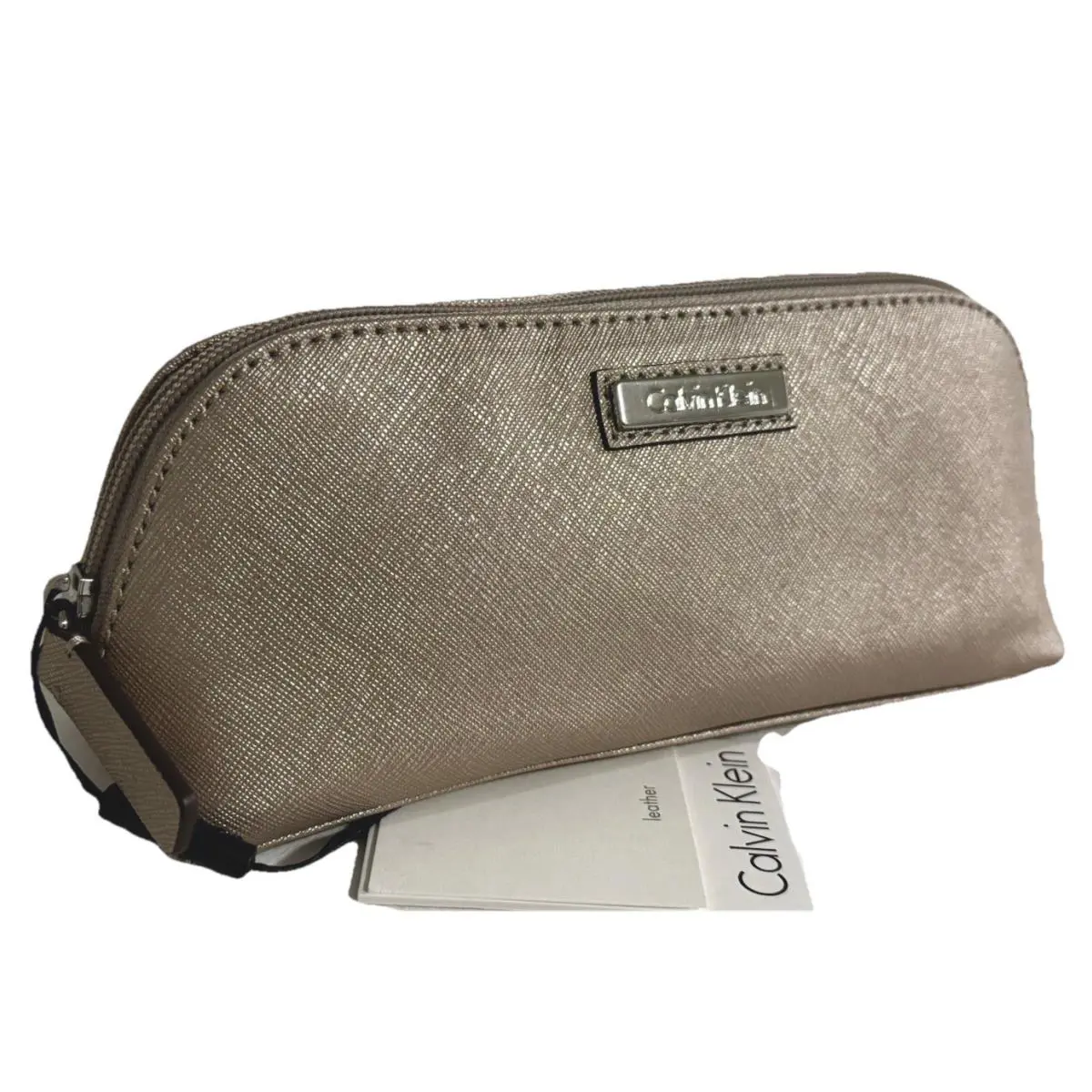 Calvin Klein Metallic Taupe Small Cosmetic Multipurpose Bag