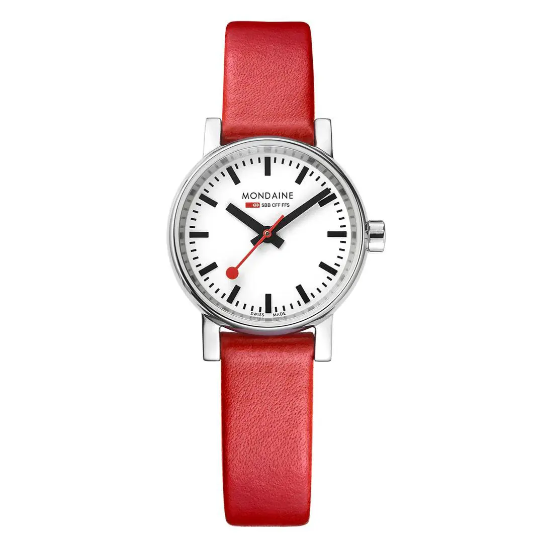 MSE.26110.LCV Evo2 Petite Red Leather 26 MM Quartz Unisex Wrist Watch by Mondaine