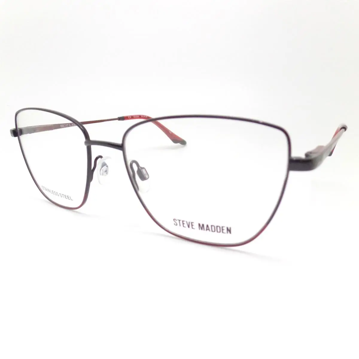 Steve Madden Tessa Black Red 53mm Eyeglass RX Frame