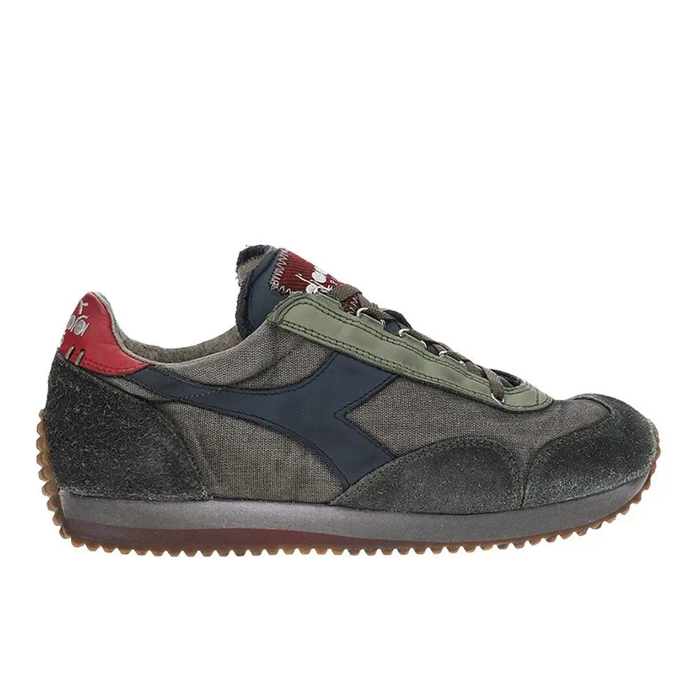 Diadora Equipe H Dirty Stone Wash Evo Lace Up Mens Black Sneakers Casual Shoes - Black