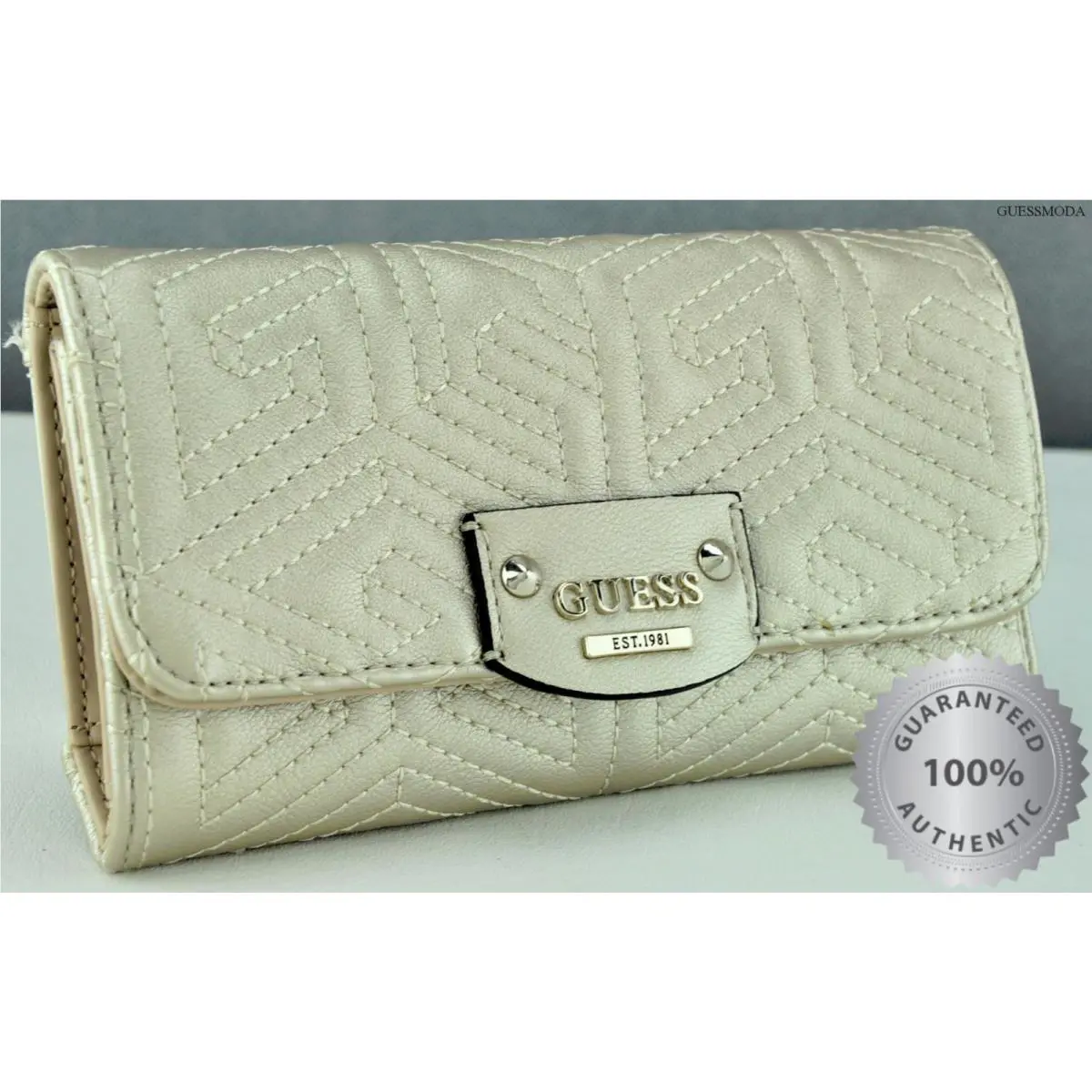 Newest Luxury Guess Ladies Wallet Purse G Cube Quilt Gold Women Slg Usa