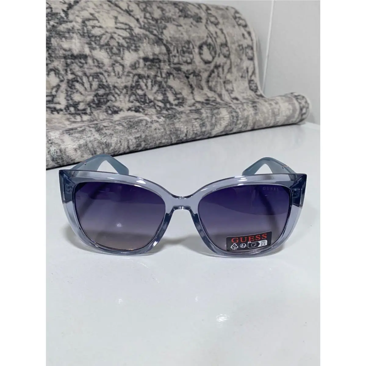 Guess Transparent Blue Gradient Cat Eye Sunglasses