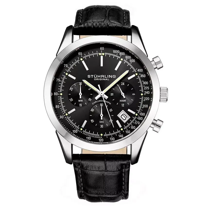Stuhrling Monaco Quartz Chronograph Date Black Mens Watch