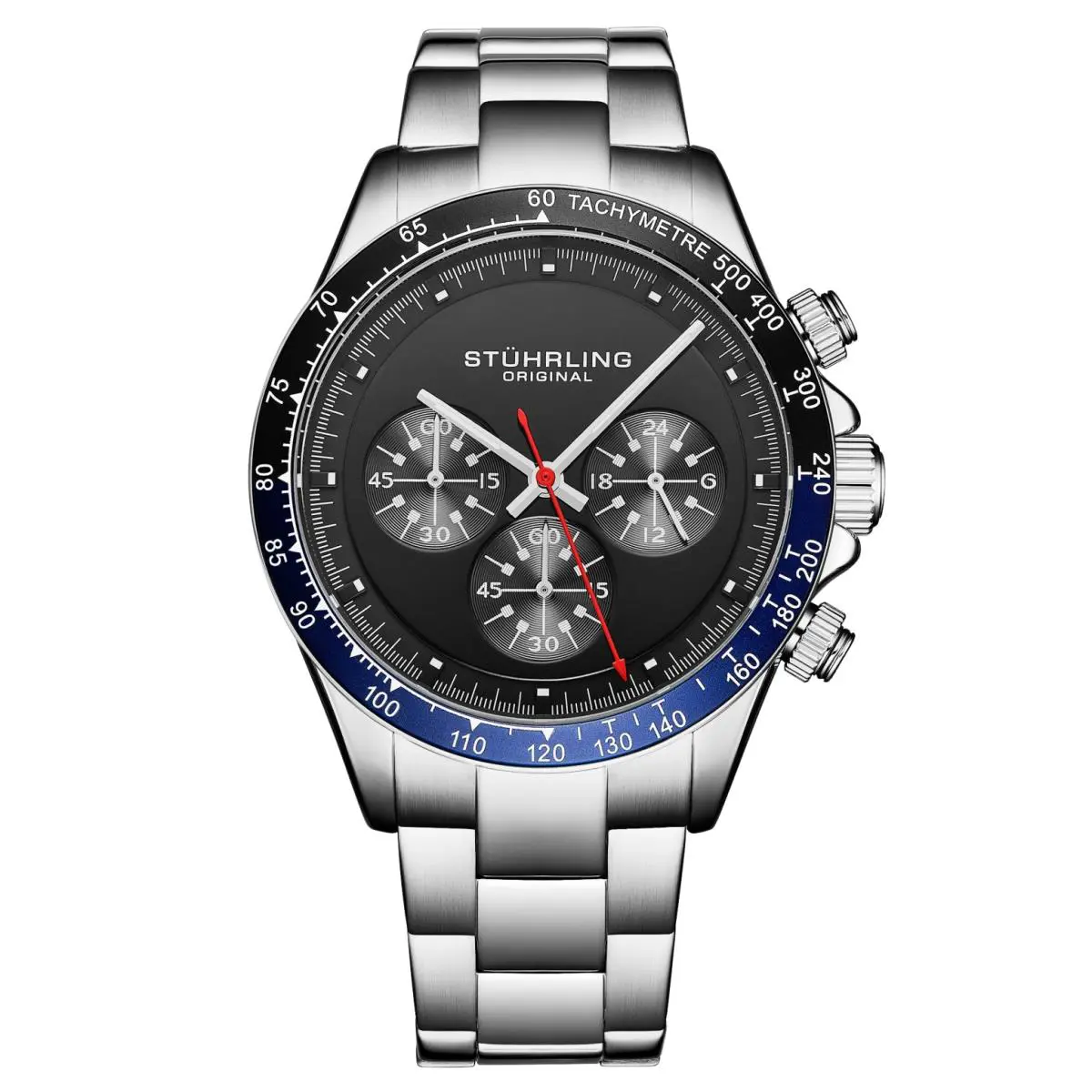 Stuhrling 4066 2 Quartz Chronograph Tachymeter Black Mens Watch