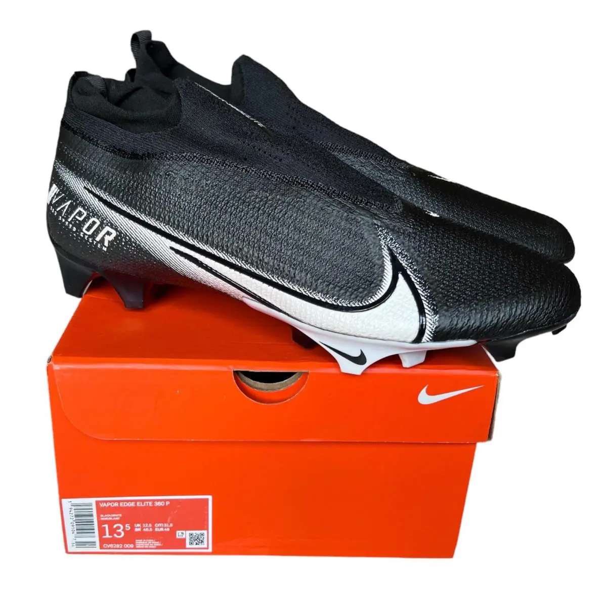 Nike Vapor Edge Elite 360 P Size 13.5 Football Cleats Black/white CV6282-009 Nby - Black