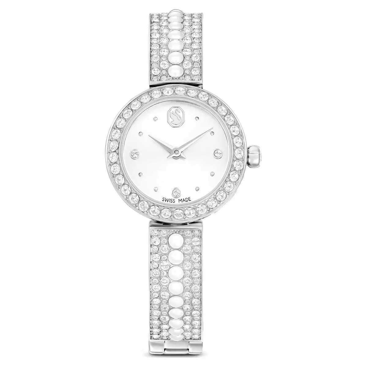 Swarovski Matrix Pearl Bangle Watch Crystal Bracelet White 5743680 - White