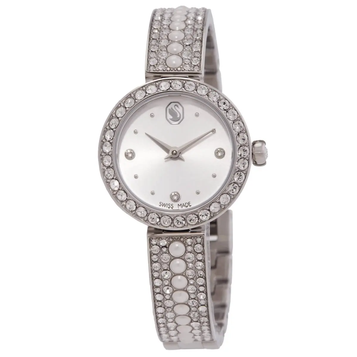 Swarovski Matrix Pearl Bangle Quartz Crystal Silver Dial Ladies Watch 5743680