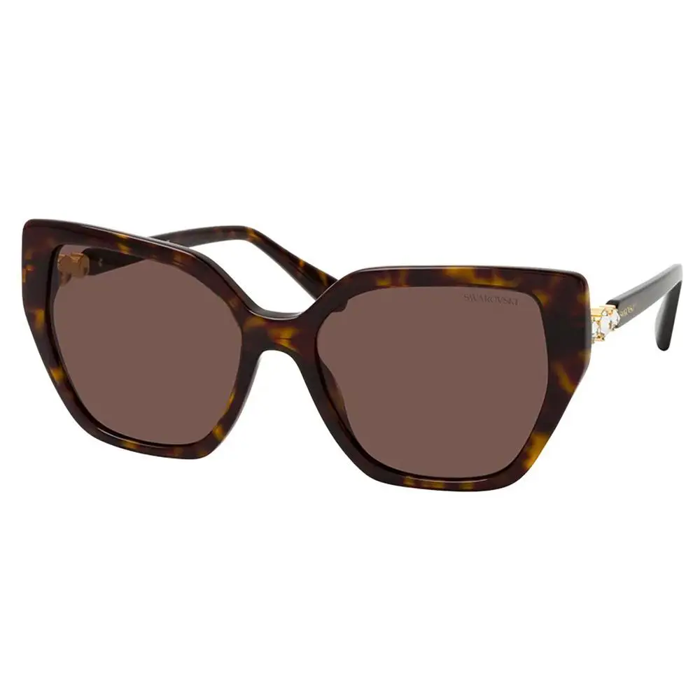 SK 6016 100273 Dark Havana Plastic Irregular Sunglasses Brown Lens by Swarovski