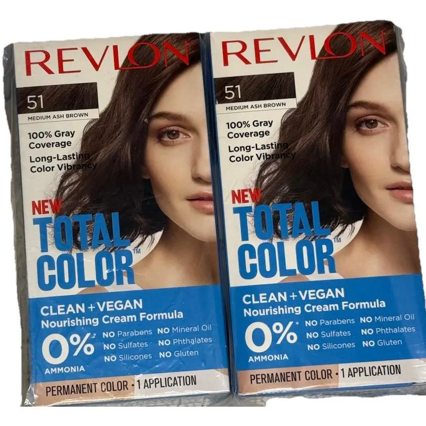 2X Revlon Permanent Total Color 51 Medium Ash Brown Vegan Gray Coverage Dye