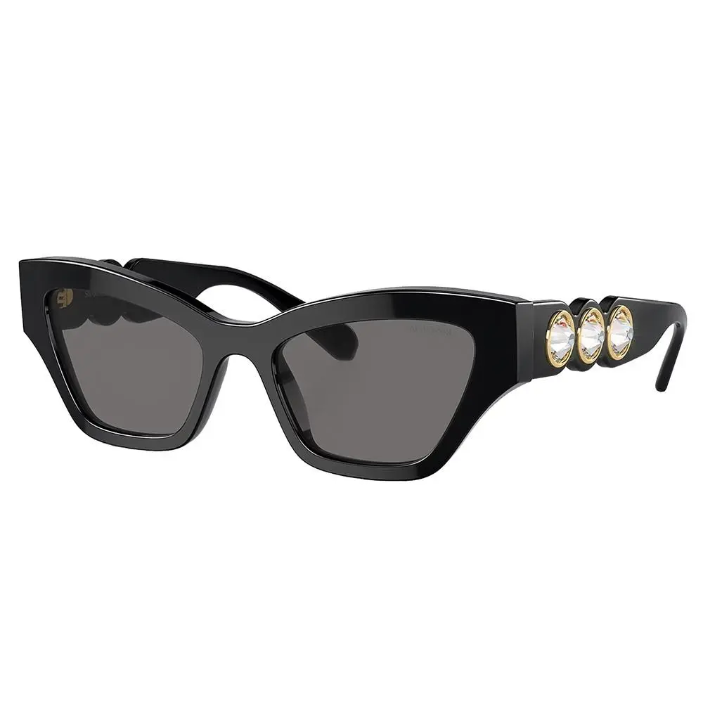 Swarovski SK 6021 100181 Black Plastic Irregular Sunglasses Grey Polarized Lens