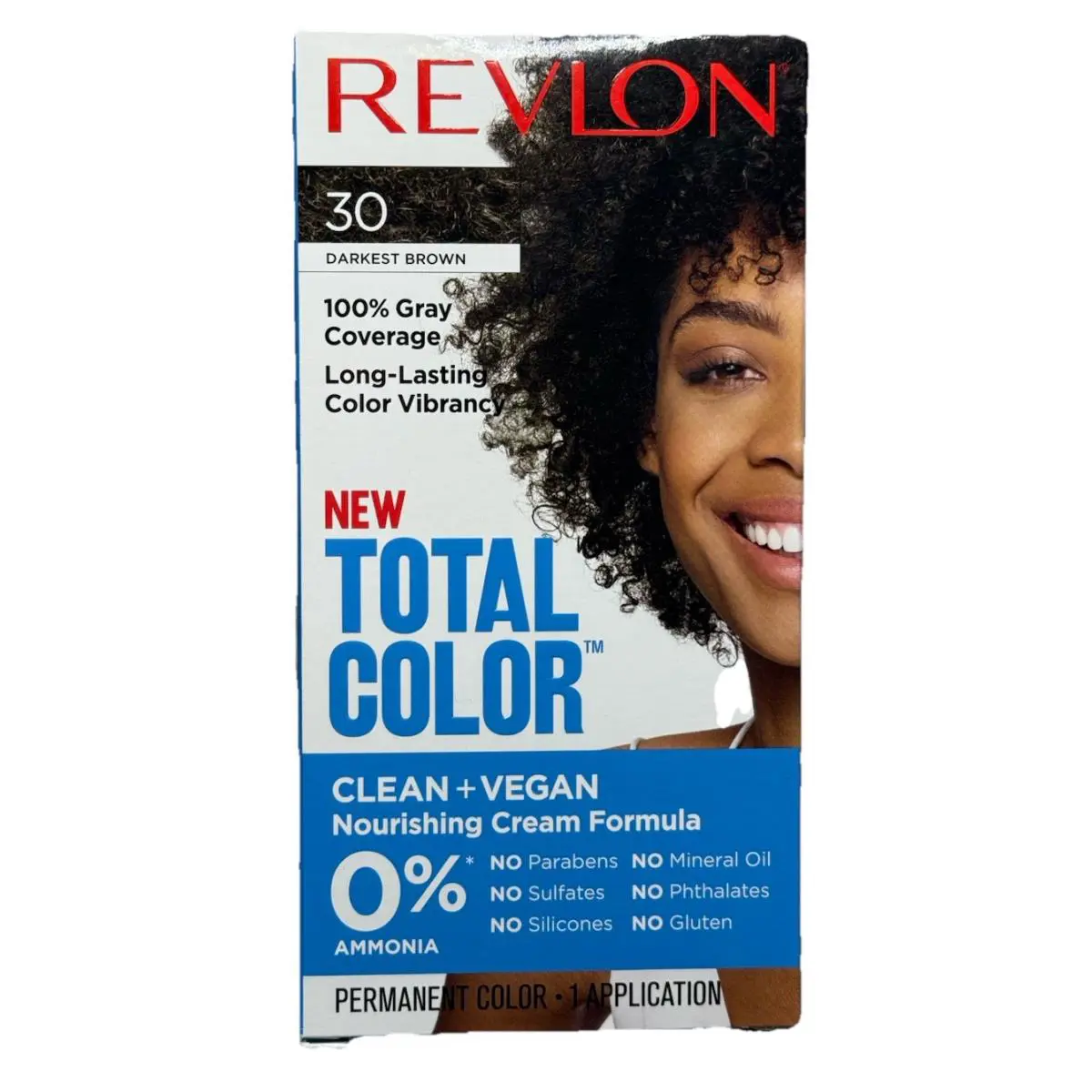 Revlon Total Color Nourishing Cream Formula Hair Dye Vegan 30 Darkest Brown