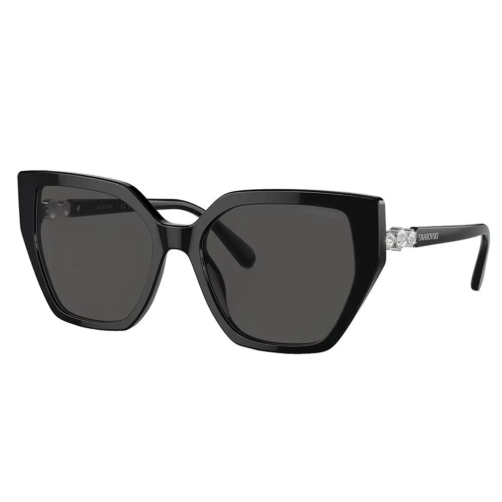 SK 6016 100187 Black Plastic Irregular Sunglasses Grey Lens by Swarovski