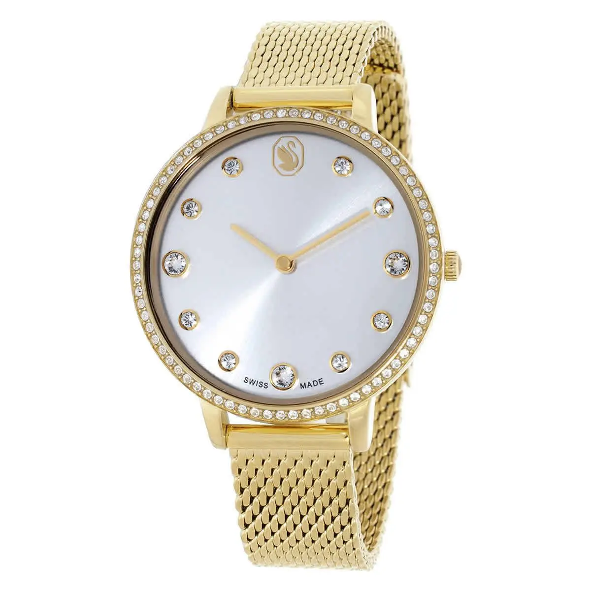 Swarovski Clarica Quartz Crystal Ladies Watch 5740823 - Dial: Sunray, Band: Gold-tone, Bezel: Gold-tone