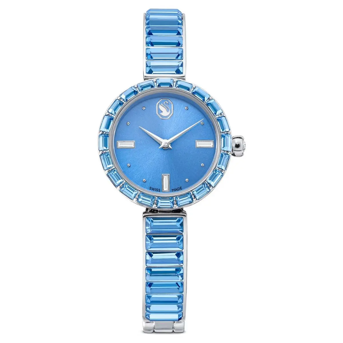 Swarovski Matrix Bangle Watch Crystal Bracelet Blue Stainless Steel 5730172 - Blue