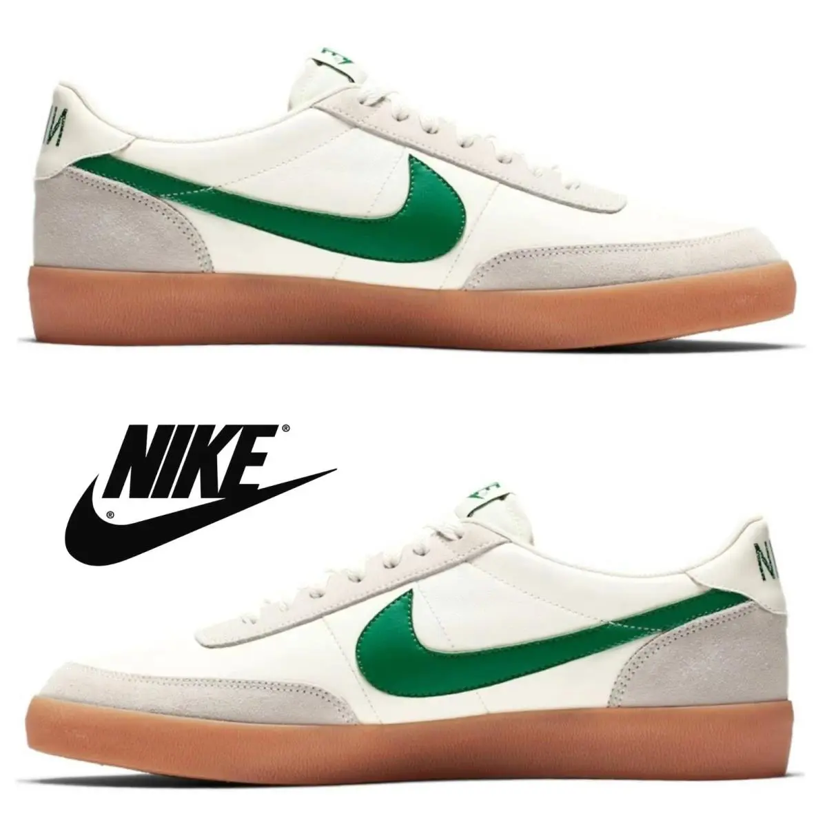 Nike Killshot 2 Leather Shoes Sneakers Casual Sport Retro Tennis Comfort Walking - Gray, Manufacturer: Sail/Gum Yellow/Lucid Green