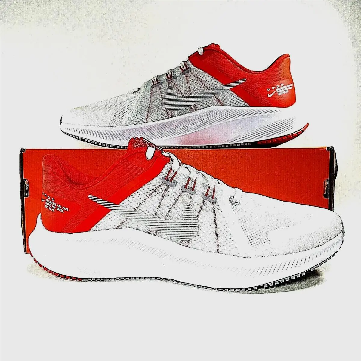 Nike shoes - Nike Quest 4 - Quest - DA1105 100 - White / Wolf Grey- Chile Red 11