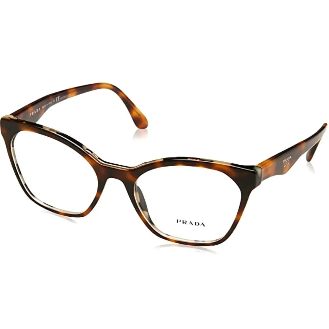 Prada VPR09U TH8-1O1 52mm Brown on White Havana Eyeglasses Frames Italy