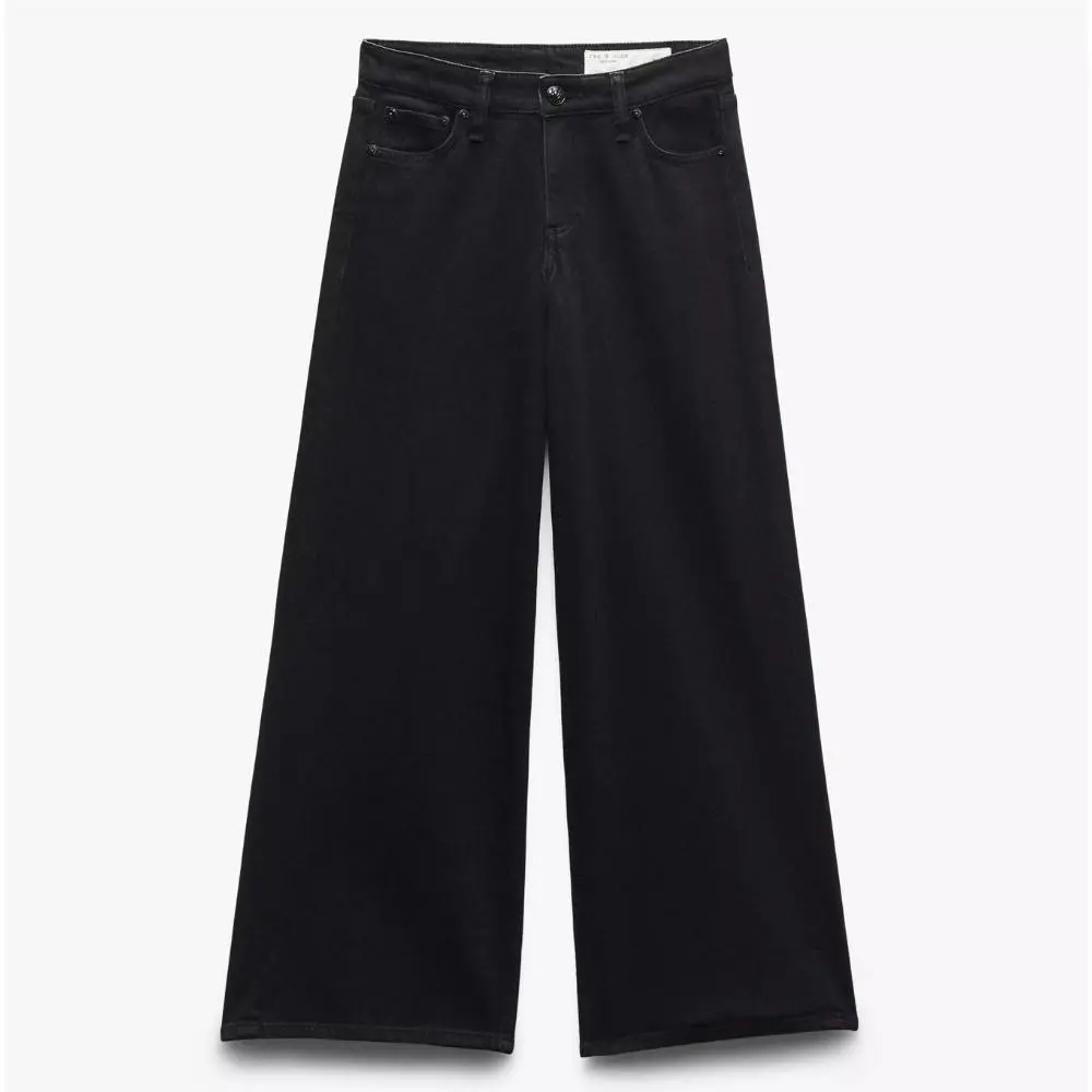 Rag Bone Womens Black Aiden Low-rise Wide Leg Vintage Stretch Cotton Jeans