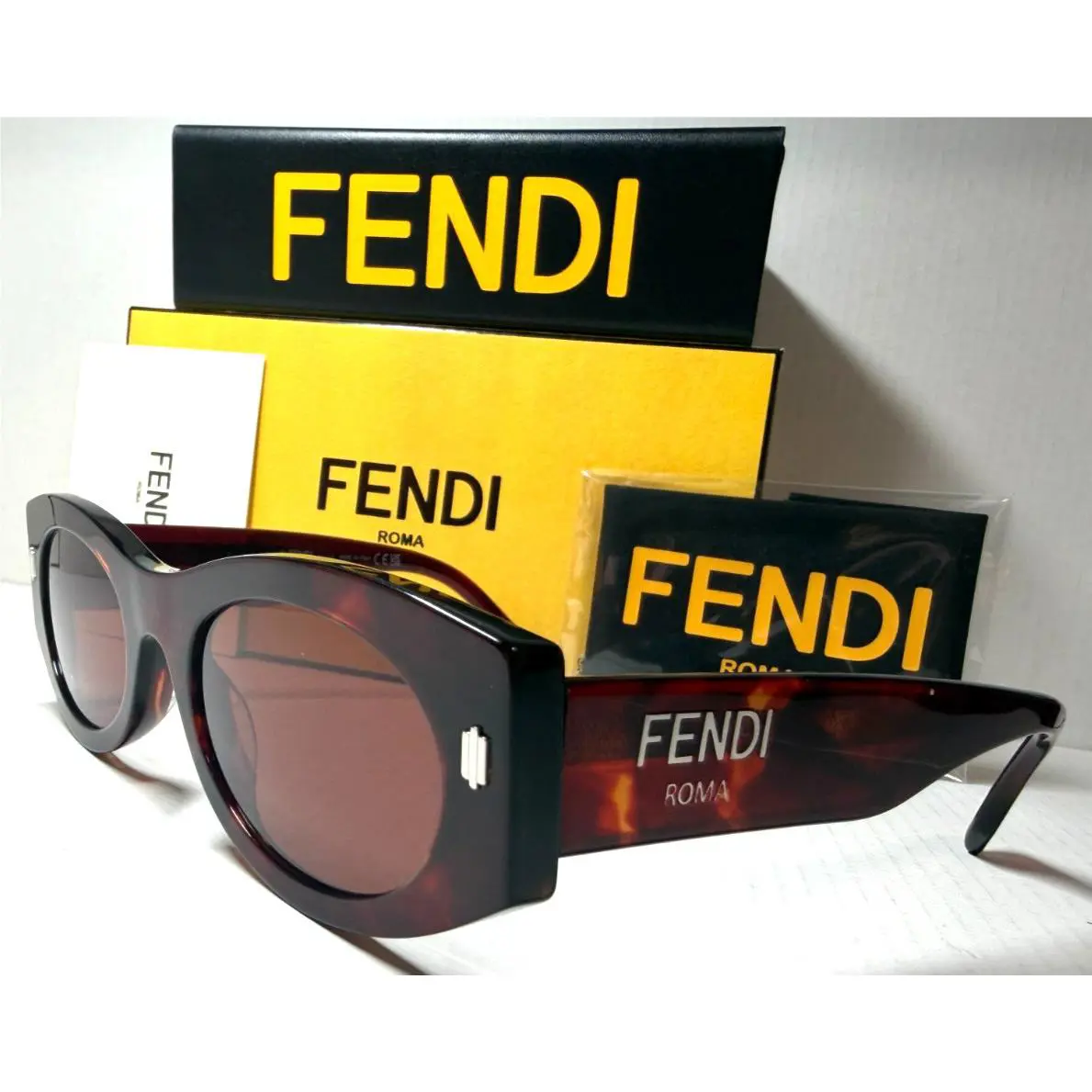 Fendi Roma FE40125I 54S Red Havana W/bordeaux Lens Sunglasses 52-21