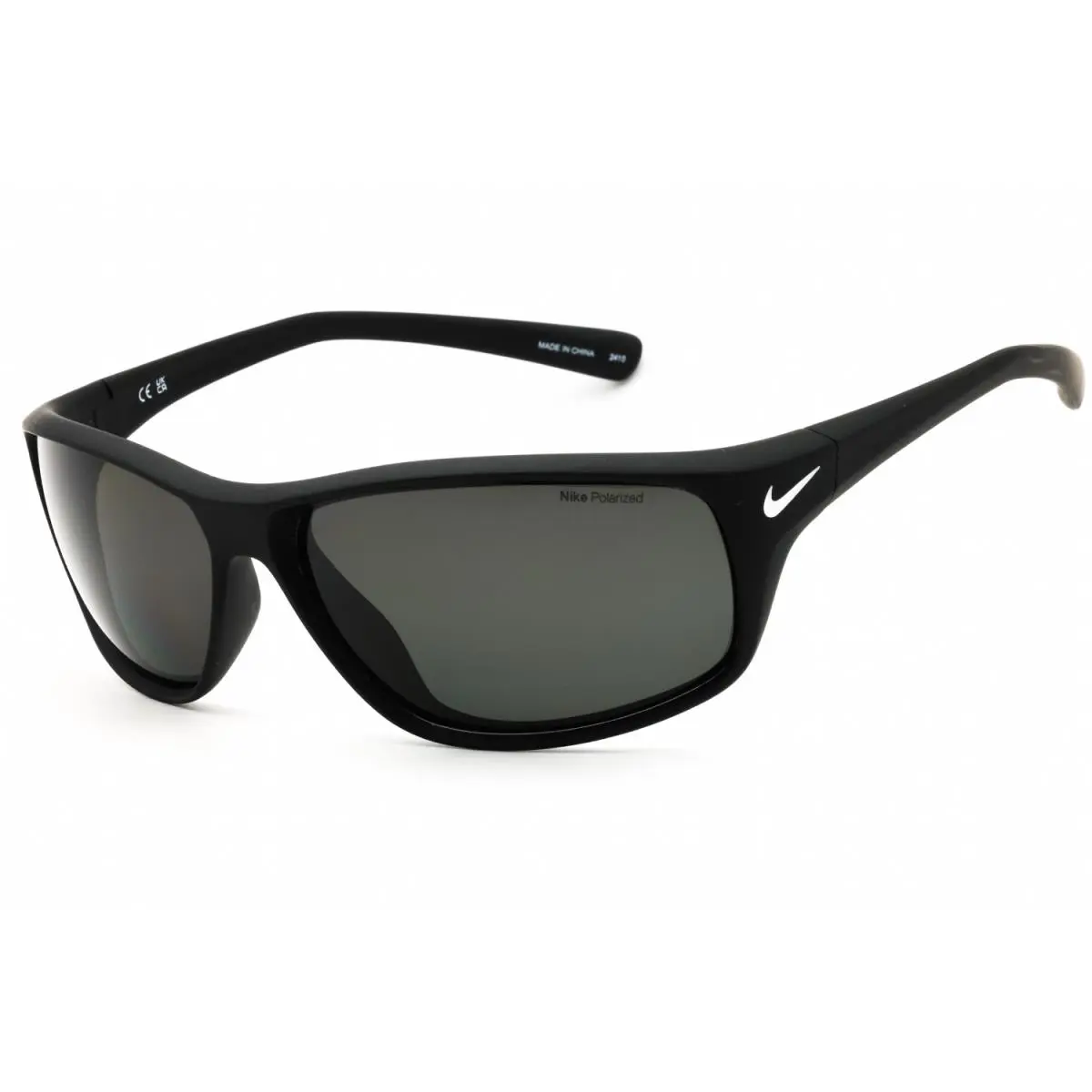 Nike Adrenaline P FQ4604 095 Sunglasses Matte Black Frame Gray Polarised - Frame: Matte Black, Lens: Gray