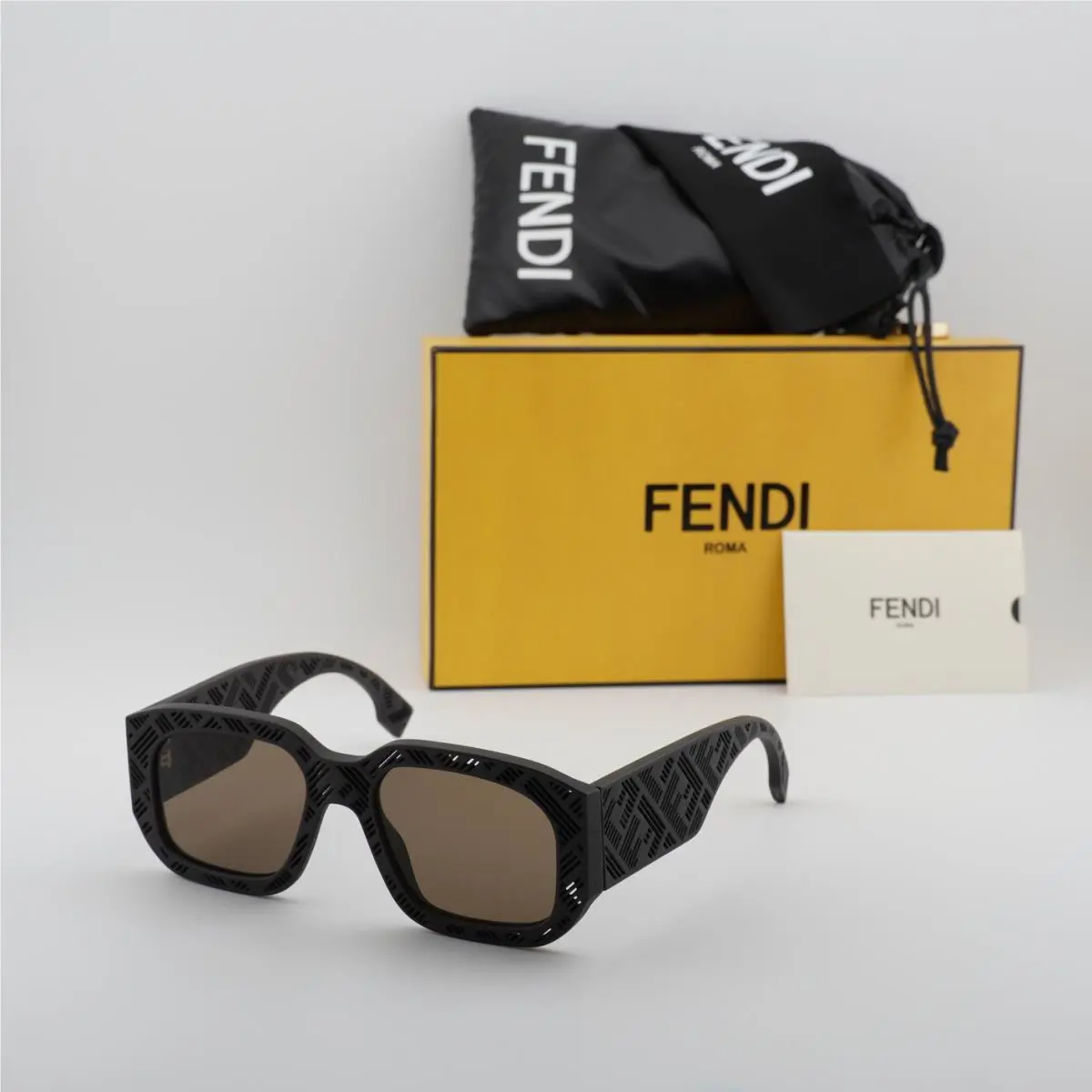 Fendi FE40113I 50E Shiny Blue/brown 52-19-145 Sunglasses