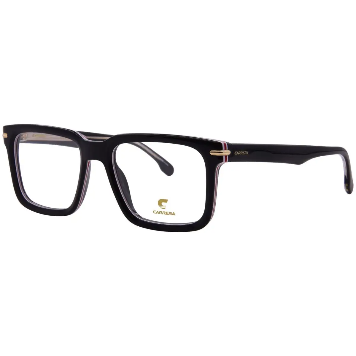 Carrera 321 M4P Eyeglasses Men`s Black Stripe Full Rim Rectangle Shape 53mm