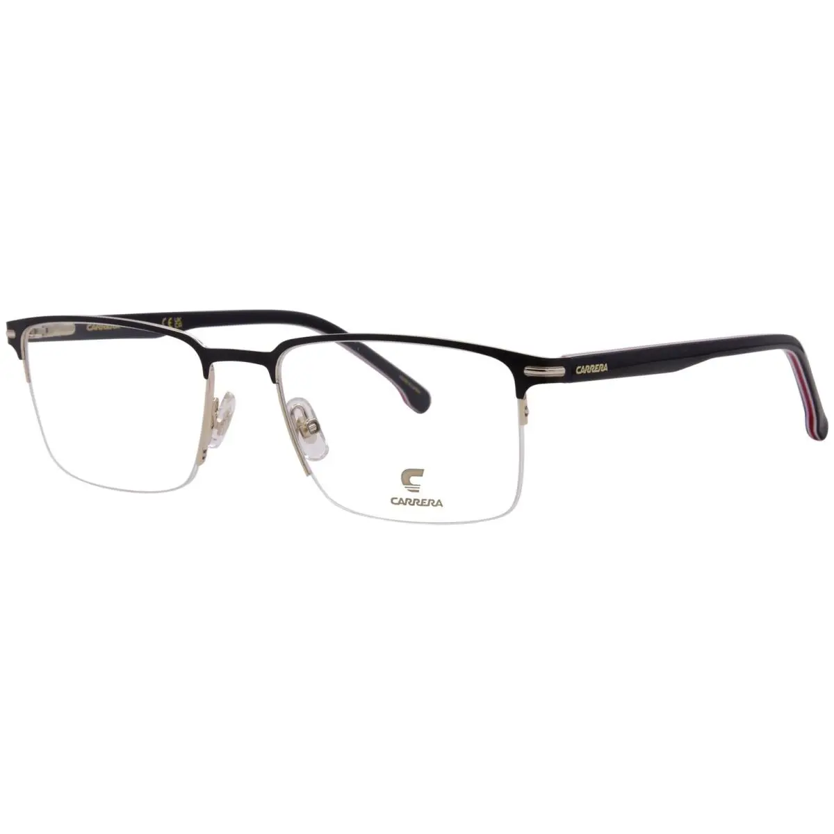 Carrera 325 I46 Eyeglasses Men`s Black/gold Semi Rim Rectangle Shape 56mm