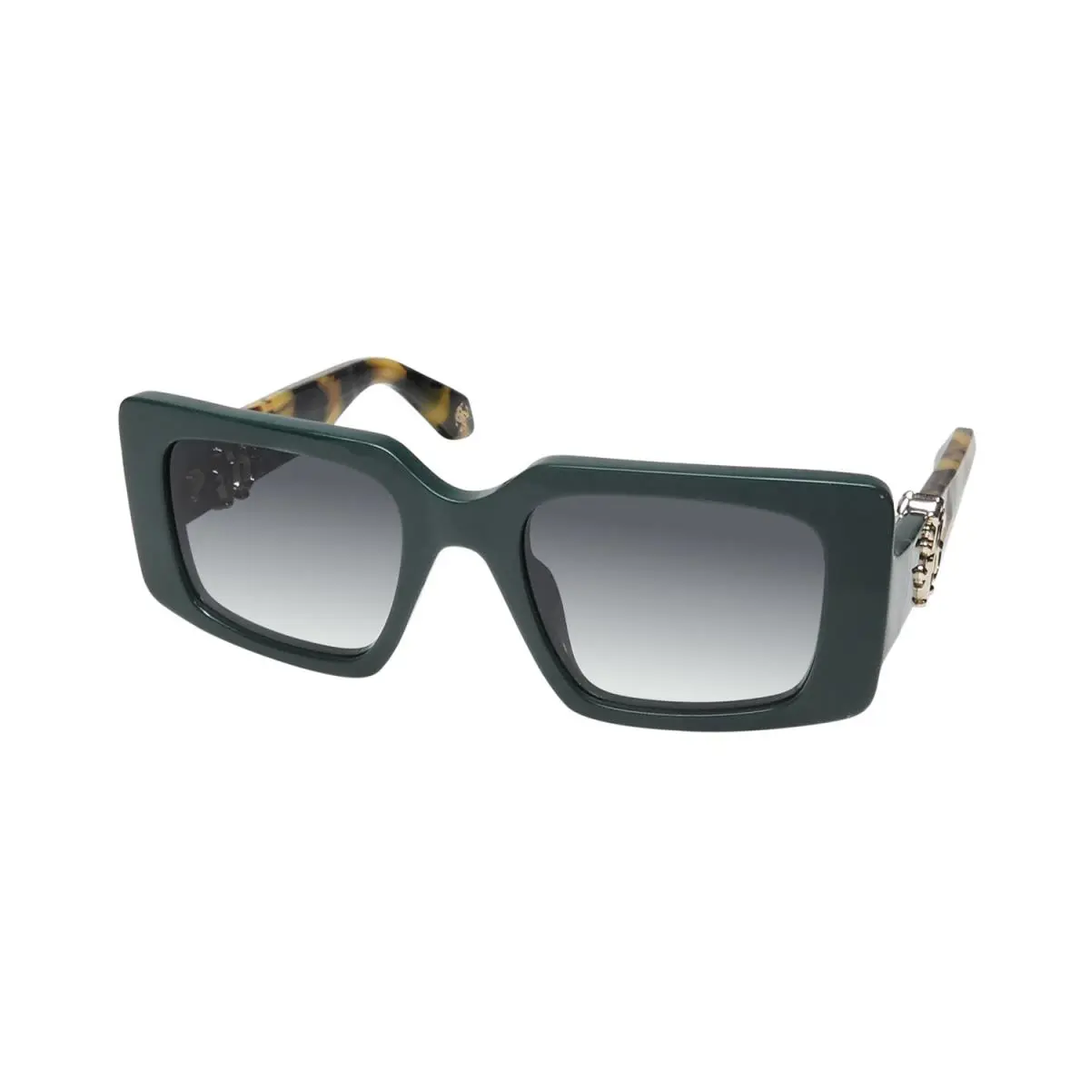 SRC039 Sunglasses Signature Logo ON Temples Eyewear Rare Shiny Full Green by Roberto Cavalli