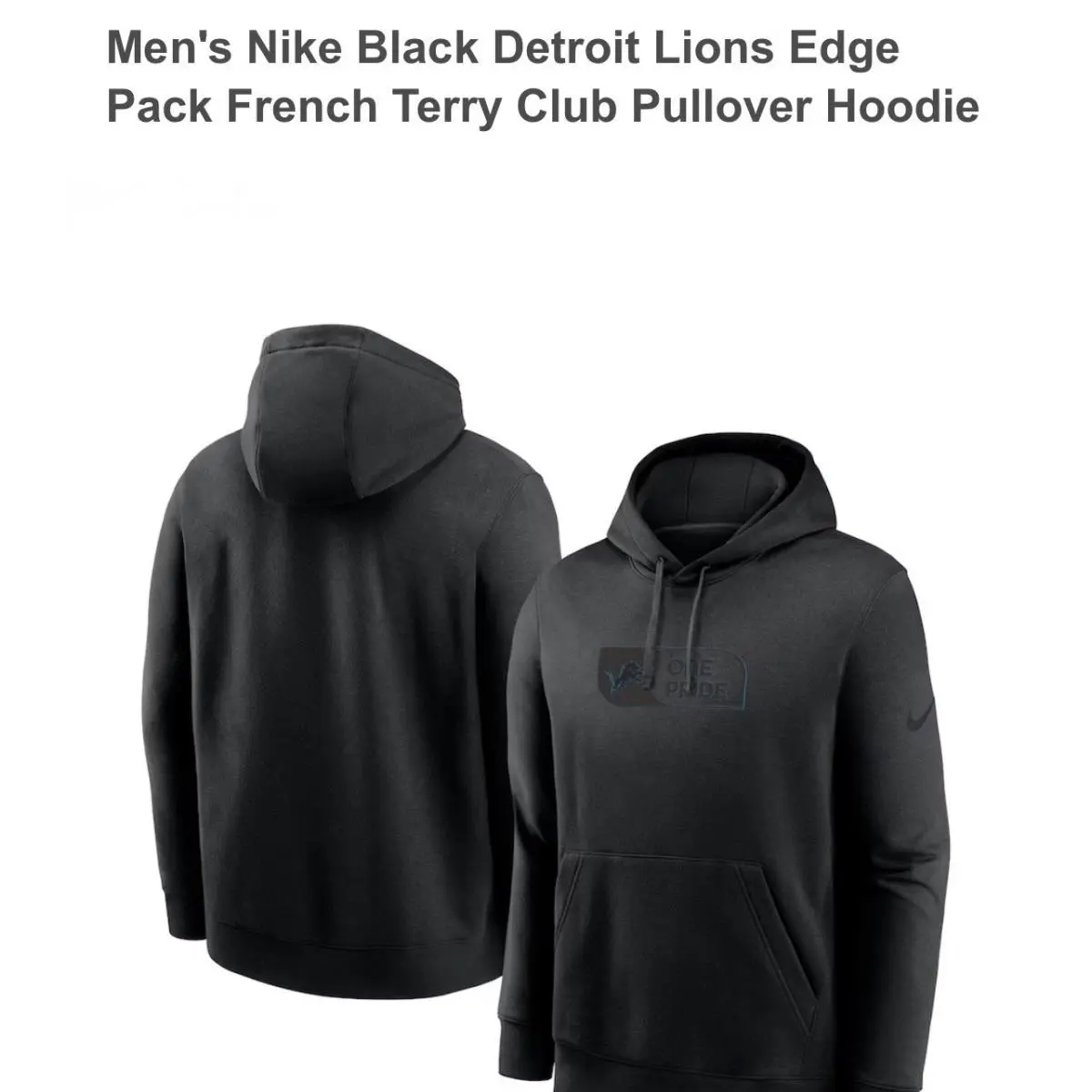 Men`s 3XL  Detroit Lions Edge Pack French Terry Club Pullover Hoodie by Nike