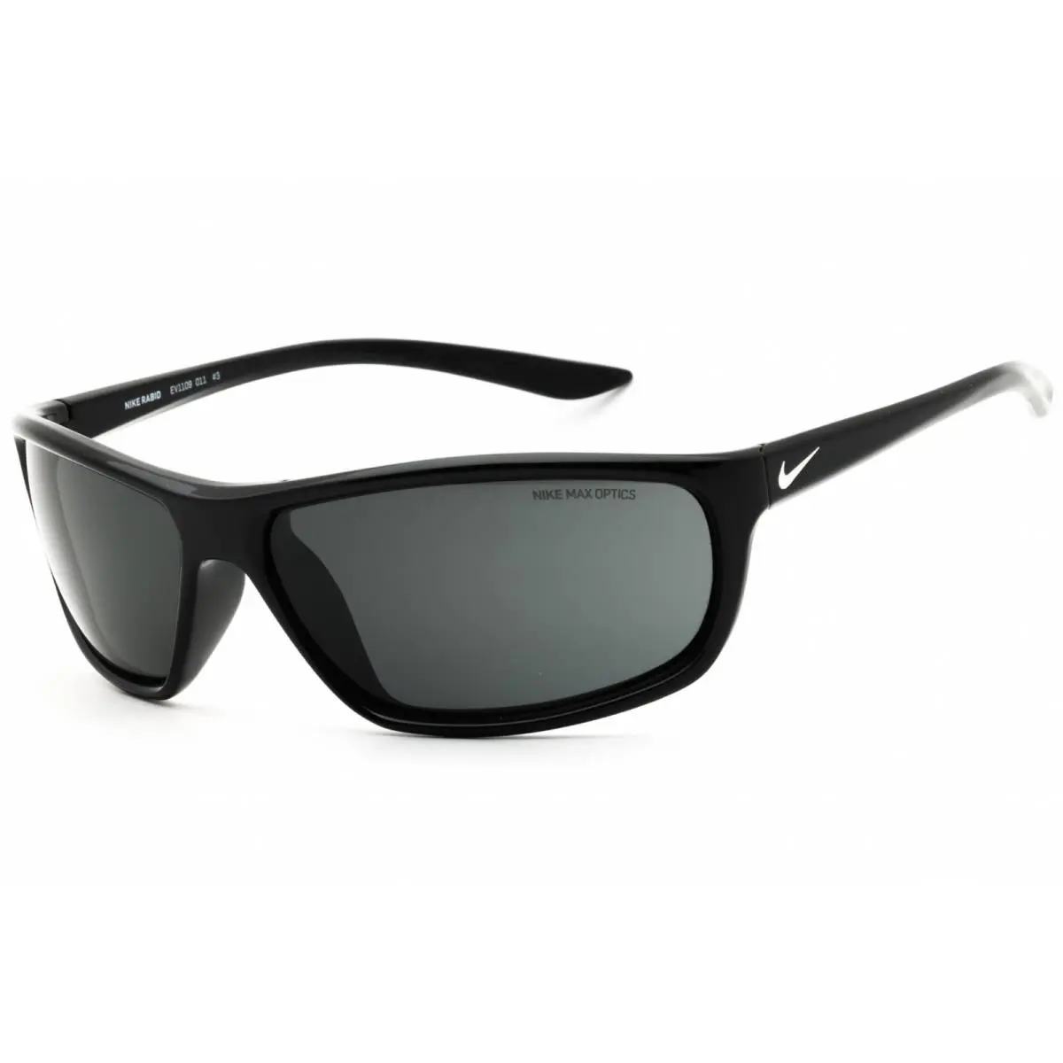 Nike Unisex Sunglasses Black Injected Propionate Full Rim Frame Rabid EV1109 011 - Frame: Black, Lens: Dark Grey