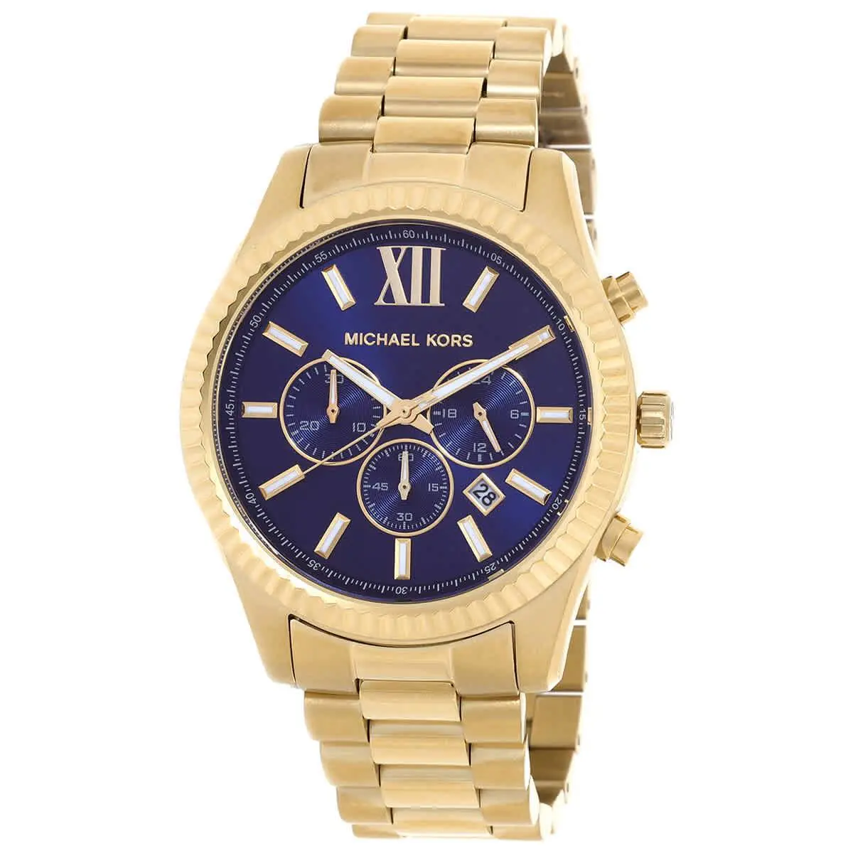 Michael Kors Lexington Chronograph Quartz Blue Dial Men`s Watch MK9153