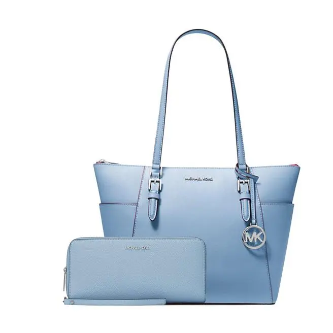 Michael Kors Women`s Charlotte Large Saffiano Leather Top-zip Tote Bag + Wallet
