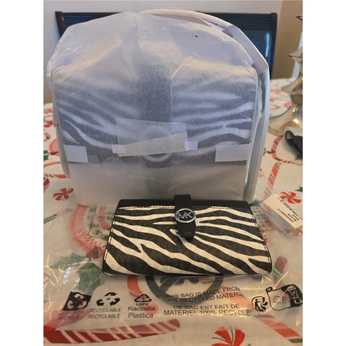 Michael Kors Small Greenwich Zebra Print Flap Crossbody Wallet