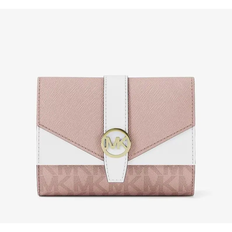 Michael Kors Greenwich Medium Envelope Trifold Wallet Signature Powder Blush