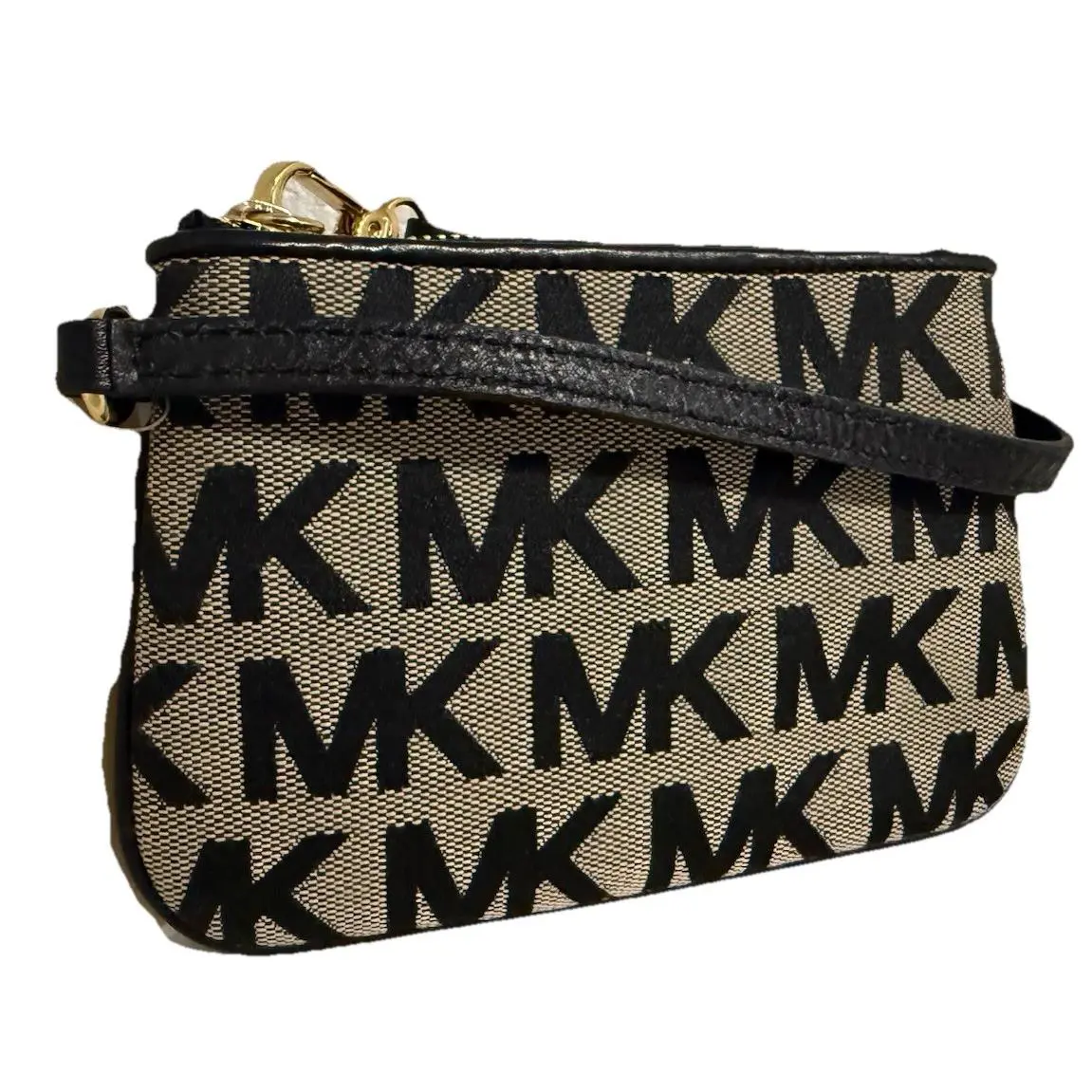 Michael Kors Black/beige Wristlet Small Logo Wallet