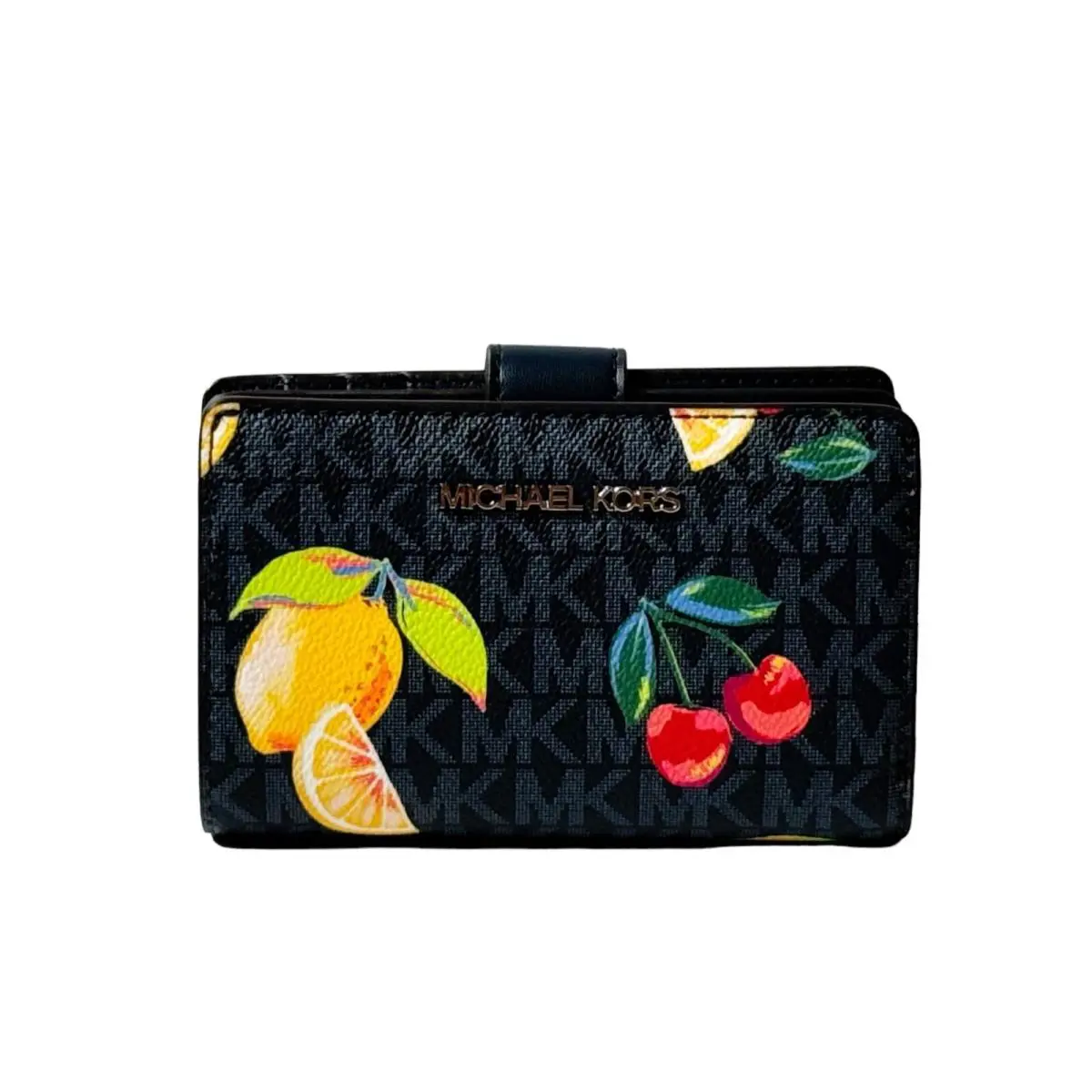 Michael Kors Jet Set Travel MD Bifold Coin Zipper Wallet MK Admiral Lemon/silver