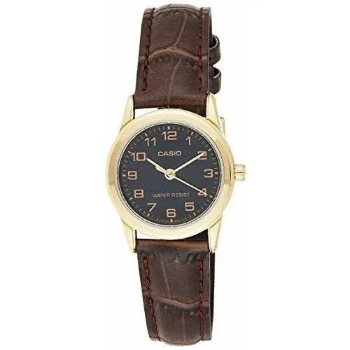 LTP-V001GL-1B Women`s Gold Tone Black Dial Leather Band Analog Watch by Casio