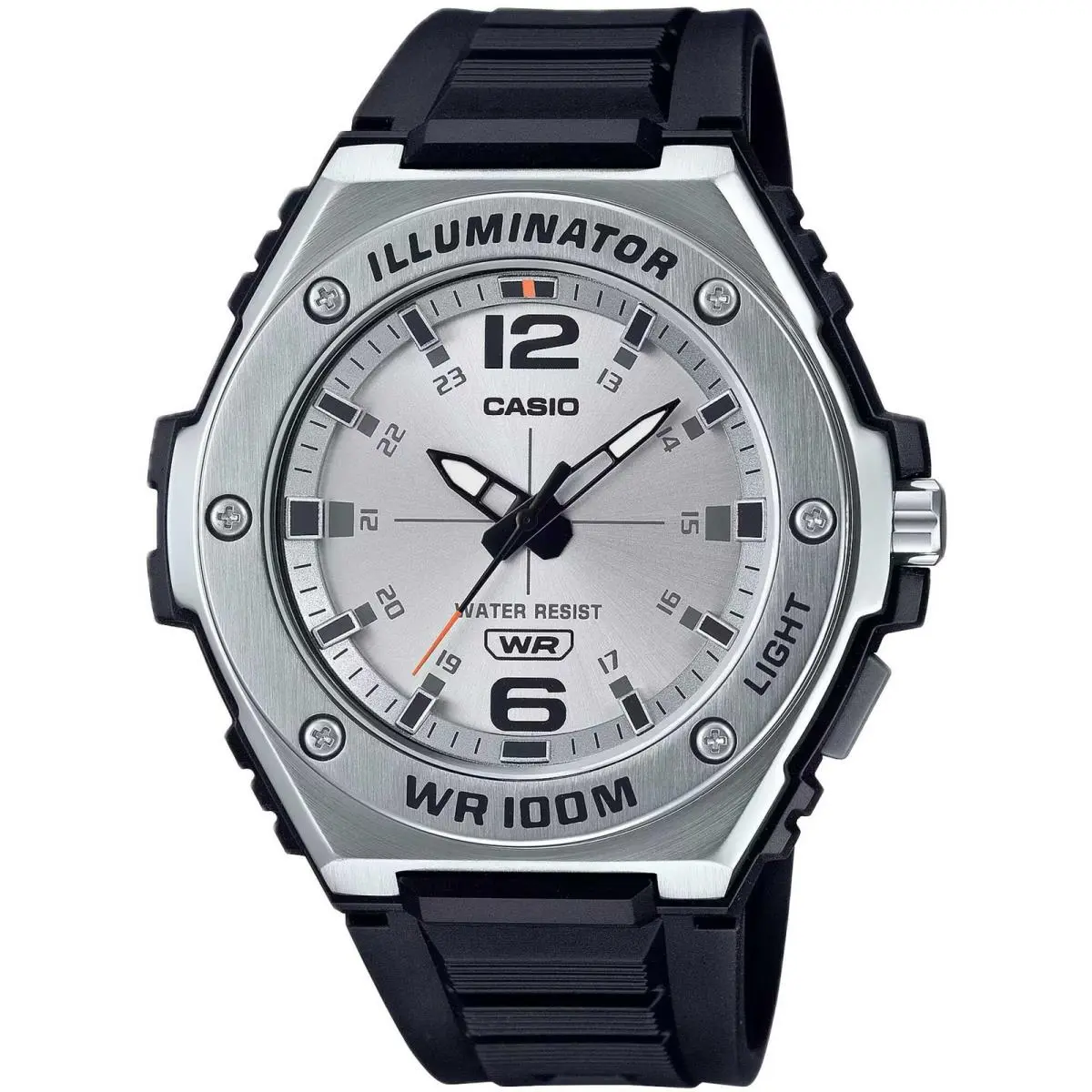 Casio Men`s Watch Quartz Silver Dial Black Resin Strap Analog MWA-100H-7AVCF