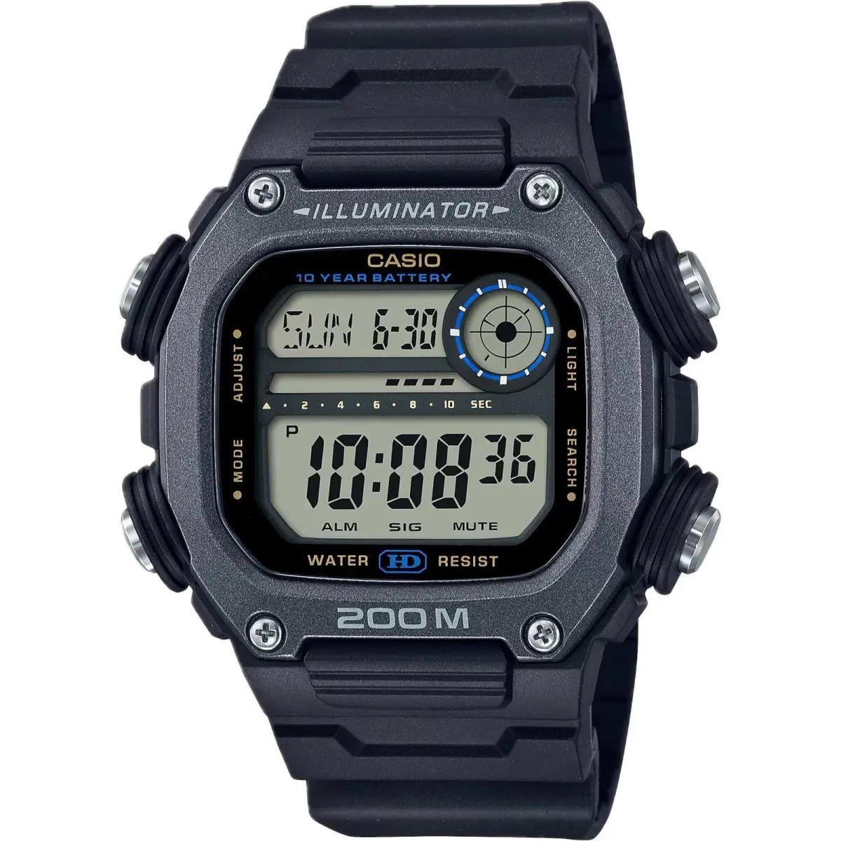 Casio Men`s Watch Dual Time Black and Grey Digi Dial Rubber Strap DW-291HX-1AV