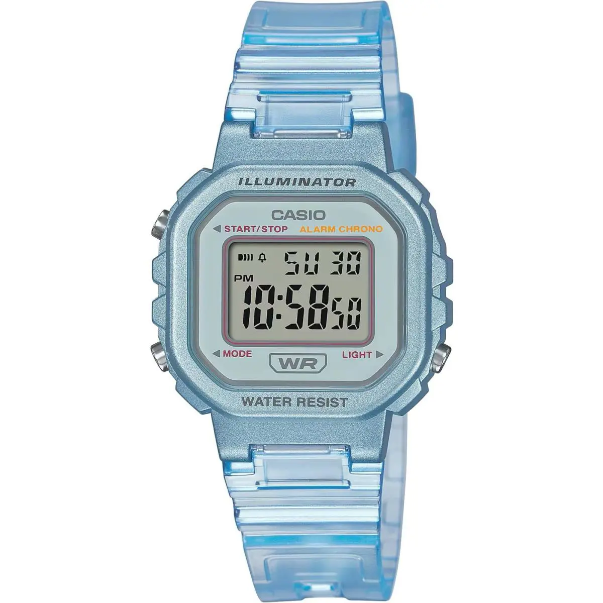 Casio Women`s Watch Chronograph Grey Digital Dial Blue Resin Strap LA-20WHS-2ACF - Dial: Grey, Band: Blue