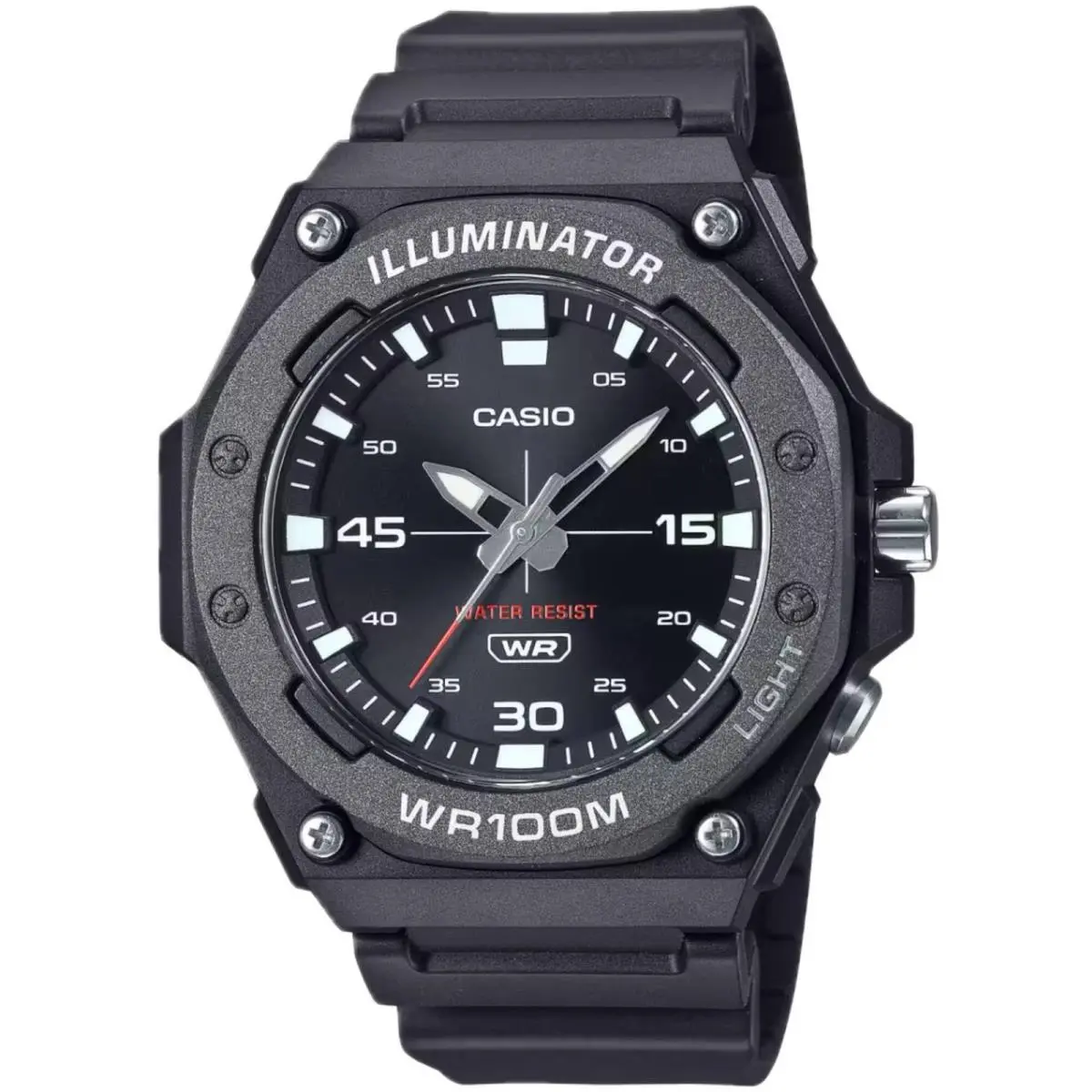 Casio Men`s Watch Quartz Shiny Black Dial Resin Strap Illuminator MW-620H-1AVCF - Dial: Black, Band: Black