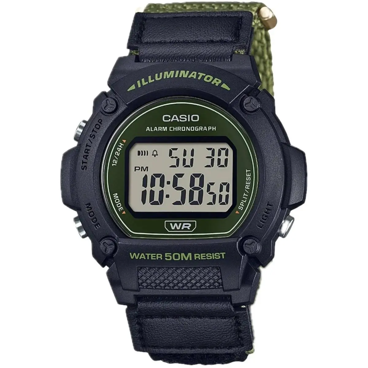 Men`s Watch Chronograph Grey Digital Dial Black Resin Strap W-219HB-3AVCF by Casio