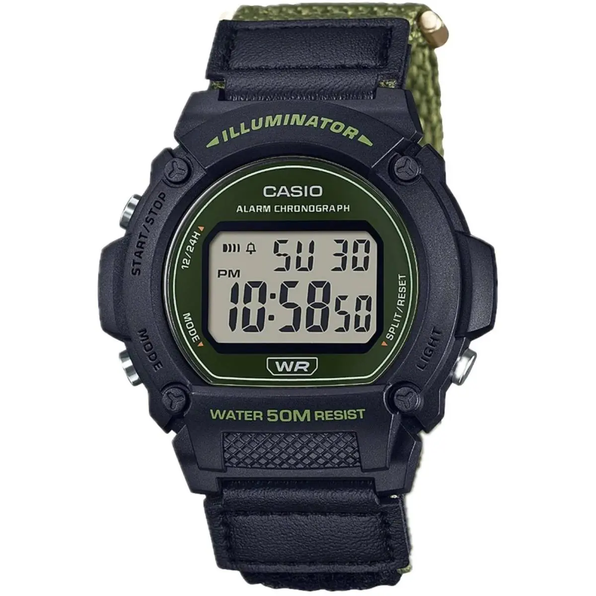 Casio Men`s Watch Chronograph Grey Digital Dial Black Resin Strap W-219HB-3AVCF