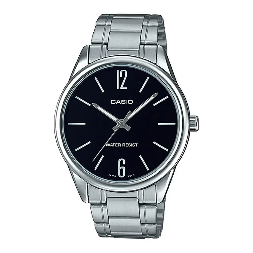 Casio MTP-V005D-1B Men`s Stainless Steel Numbers Black Dial Analog Watch